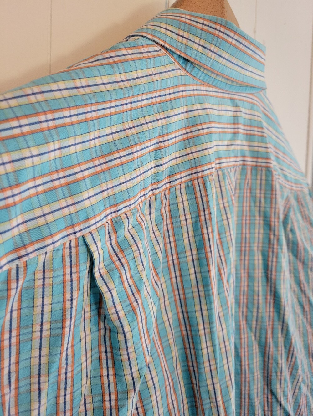 Lacoste 100% Cotton Teal Blue Yellow Plaid Button Down Long Sleeve Shirt Size L - Picture 11 of 16